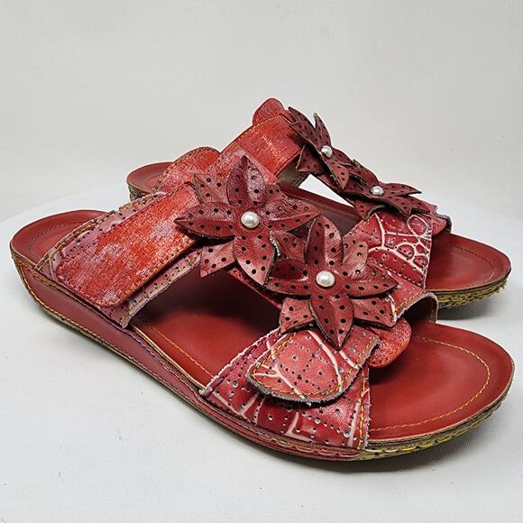 L'Artiste Shoes - L'Artiste by Spring Step Karina Slide Sandals Women EU39/US8.5 Rouge Red Floral